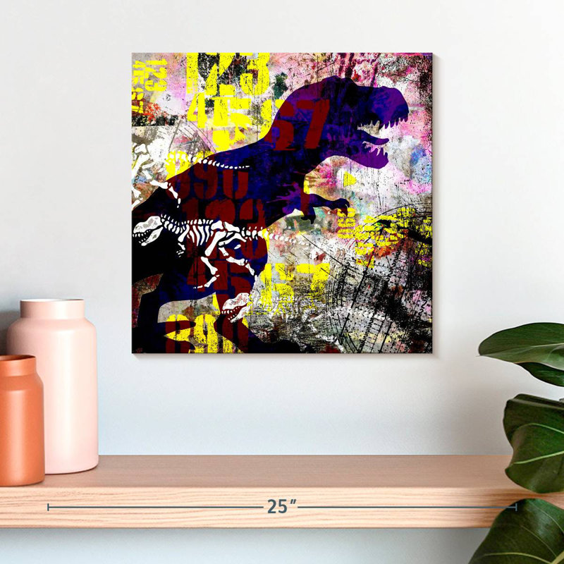 Crowle Painted Dino II Grunge, 16" H x 16" W