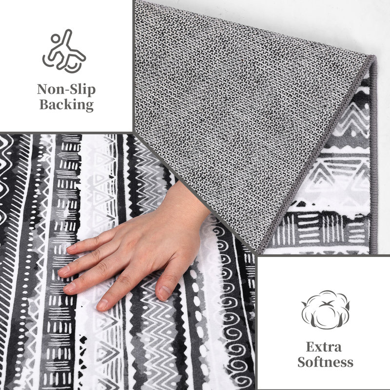 Tapis gris en polyester tissé à la machine Iyaad, Rectangle 2 pi x 3 pi