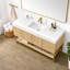 Ensemble de meuble-lavabo à simple cuve 60 "en chêne foncé Scotto avec plateau en pierre composite à grain blanc Scotto-381521720