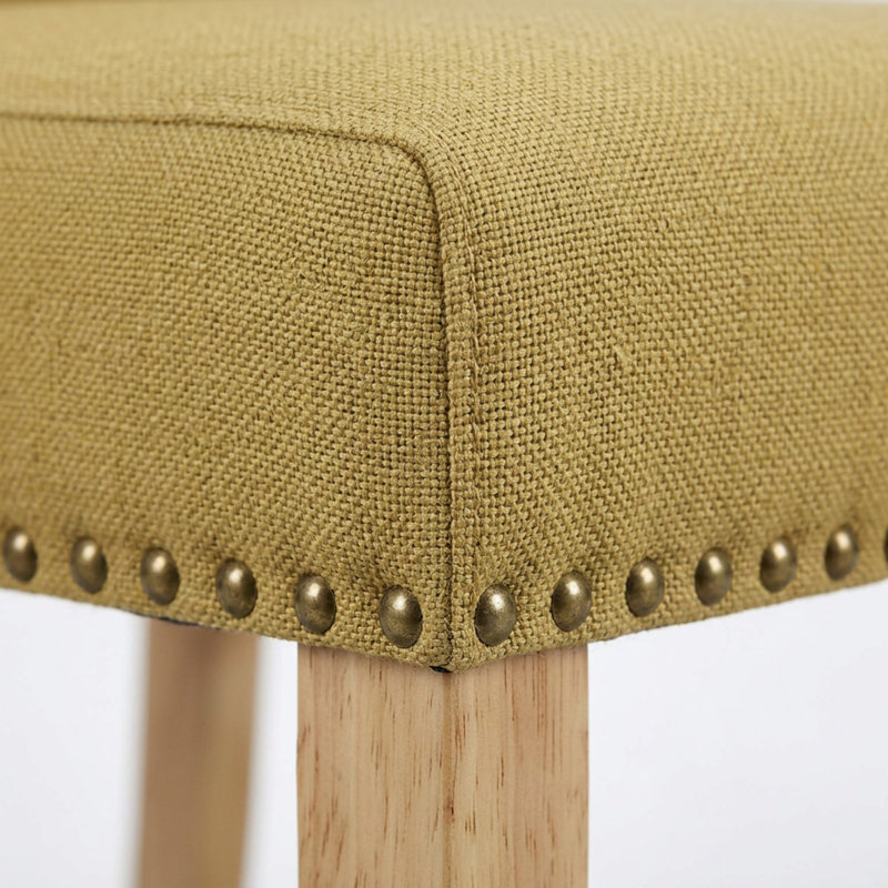 Ensemble de salle à manger rectangulaire 5 pièces en bois massif asiatique fini chêne, bois d'hévéa et tissu lin, comprenant une table à abattants et des chaises Parsons.