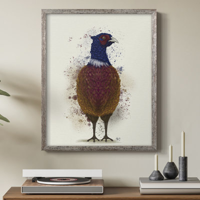 Pheasant Splash 3 Framed Print - Solid Wood