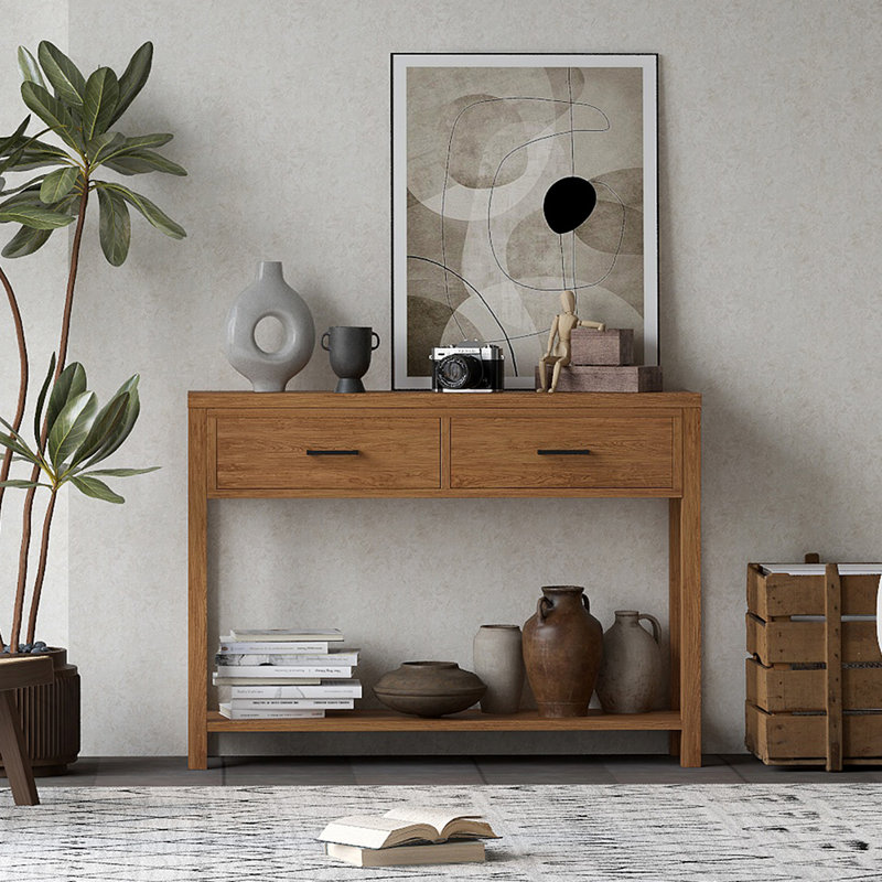 Simple retro rectangular console table, Brown