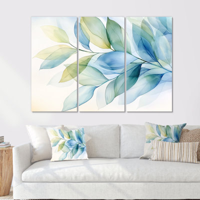 «Minimalist Green Botanical Plants II - Leaves», ensemble de reproduction d'art mural