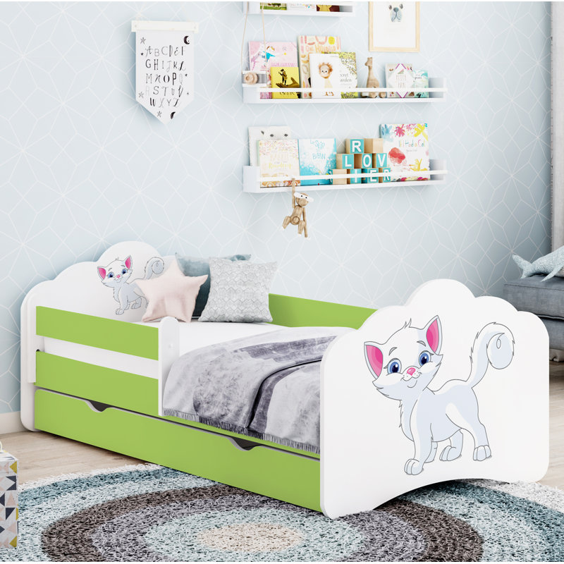 Quint European Toddler Bed Frame with Drawers, Green, 56.5 x 70 x 140cm