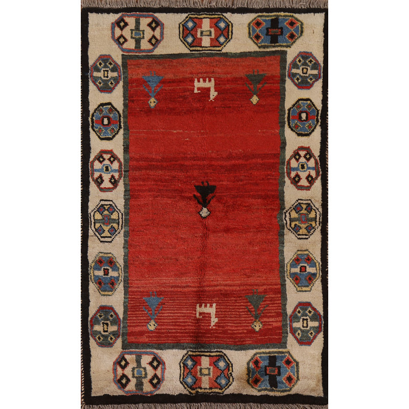 Tapis rouge tribal Gabbeh 4 x 6