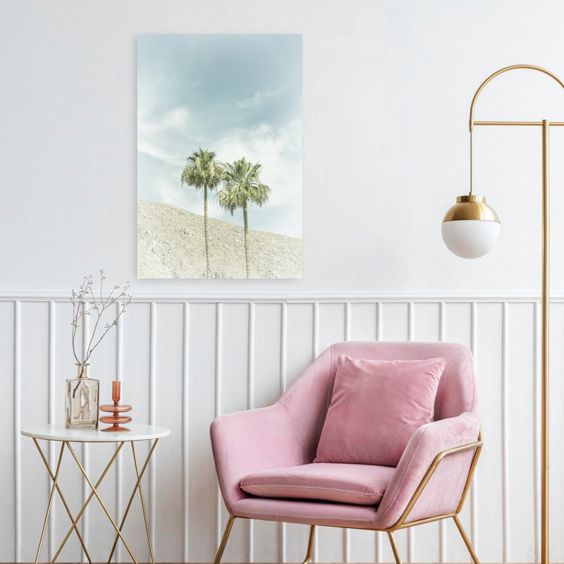 Art contemporain, art rétro bord de mer, palmier rétro minimaliste, H 48 po x l 32 po