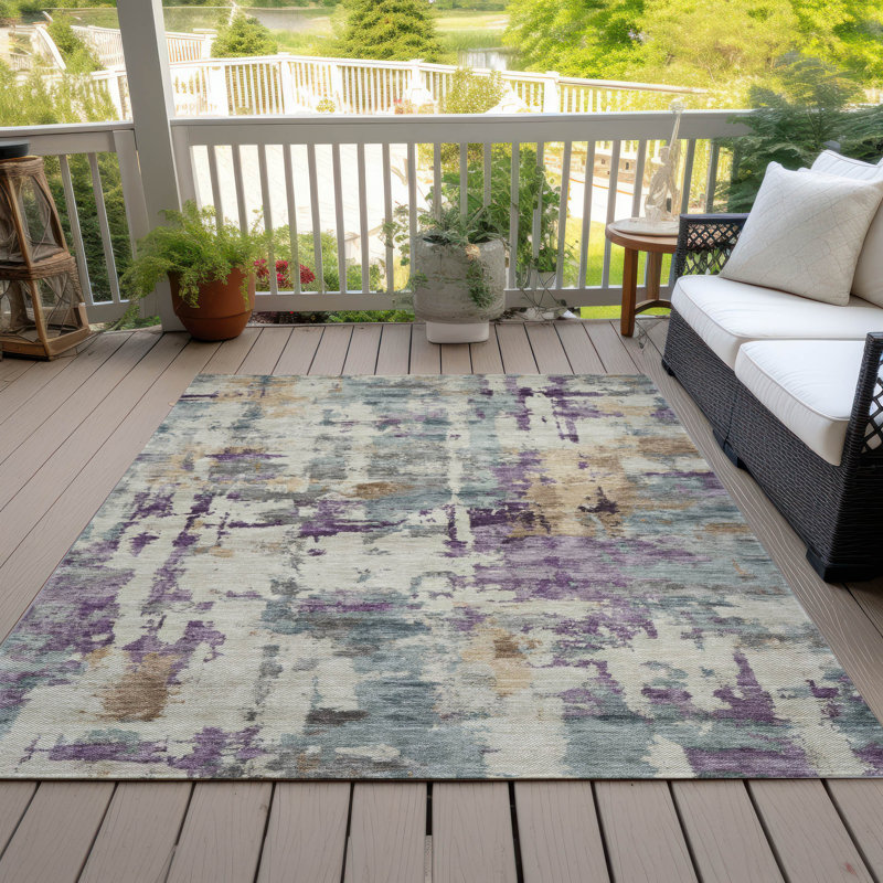 Machine Washable Indoor/Outdoor Xhevrie Linen Rug, Rectangle 10' x 14'