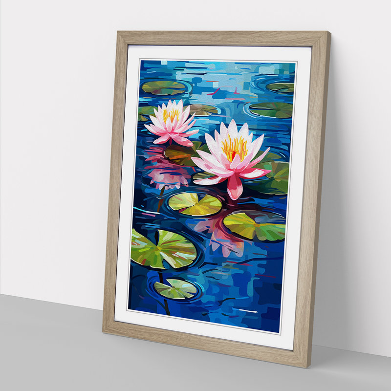 Water Lily Dadaism Art - Framed Print, Oak Framed, 46cm H x 34cm W