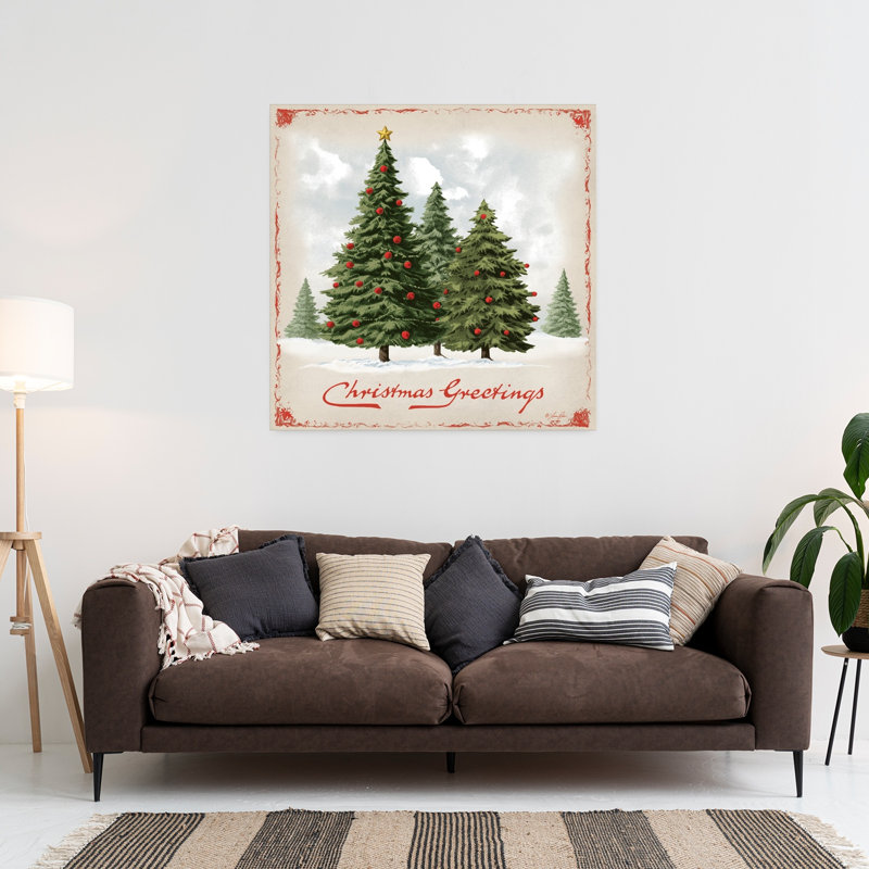 Arbres de Noël contemporains rétro avec art des Fêtes de Noël, H 36 po x l 36 po