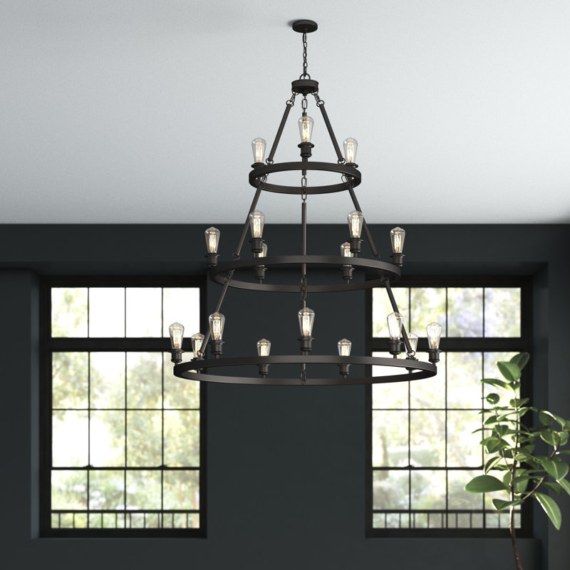 Nicolao 18 - Light Dimmable Wagon Wheel Chandelier, No Bulb Included