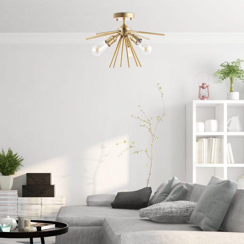 Prudence 3-Light Sputnik Semi Flush Mount, Gold