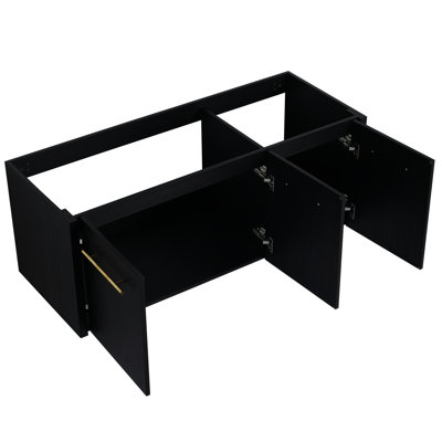 48" Bathroom Vanity Cabinet In Black Chestnut - With Modern Design And Spacious Storage Options 48 Inch Wall Mounted Plywood Function