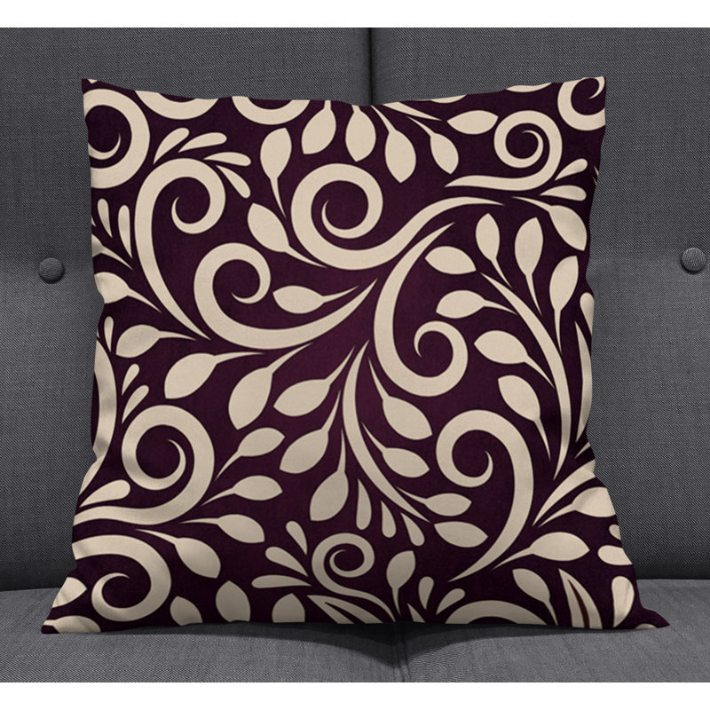 Throw Pillow With Insert, Brown/Red Floral 3, 20"H x 20"W
