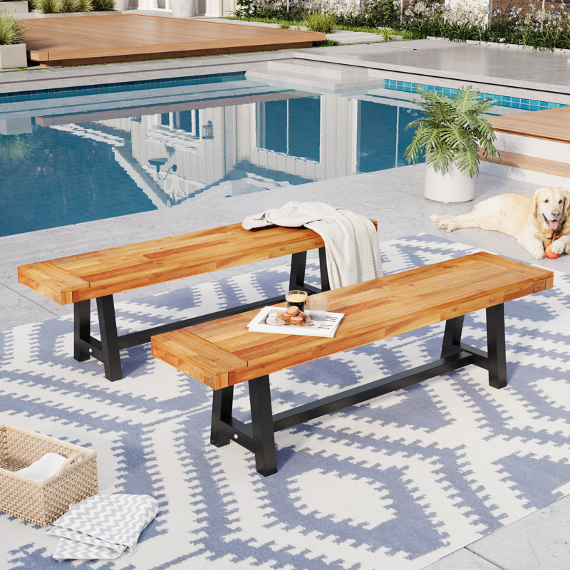 Banc d'extérieur en acacia (ensemble de 2)