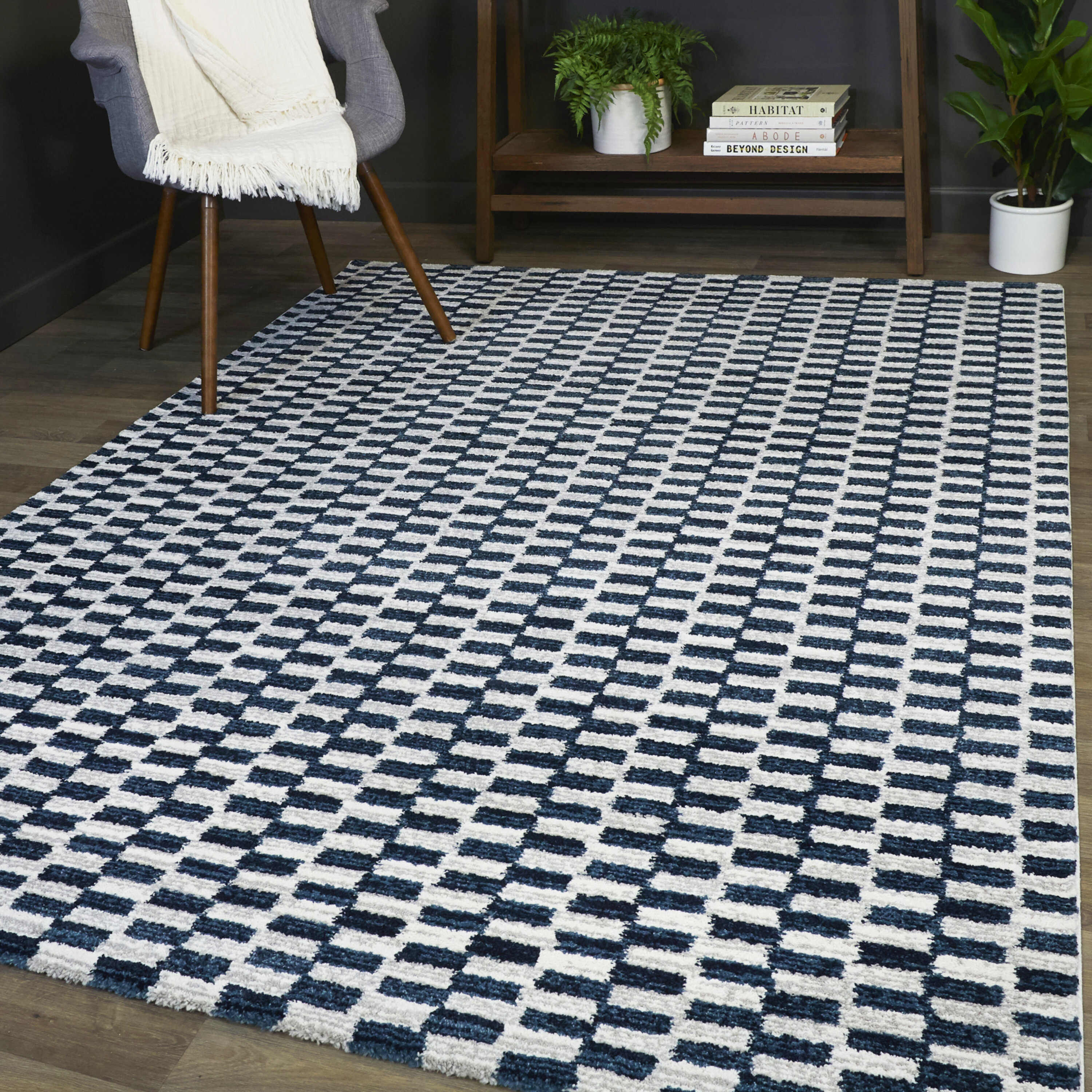 Latitude Run® Geometric Blue Area Rug Wayfair