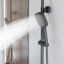Système de douche mural à 3 fonctions avec pomme de douche carrée, douchette réglable et douchette, noir mat-121925716
