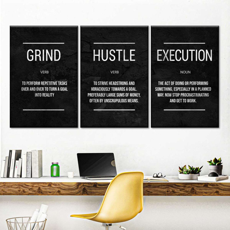 Impression sur toile Grind Hustle, H 36 po x l 74 po x P 1,25 po
