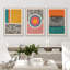 «Mid-Century Multicolor Color Block Shape Abstract Geometric», ensemble de 3 impressions sur toile flottante encadrées-75849584-75849580