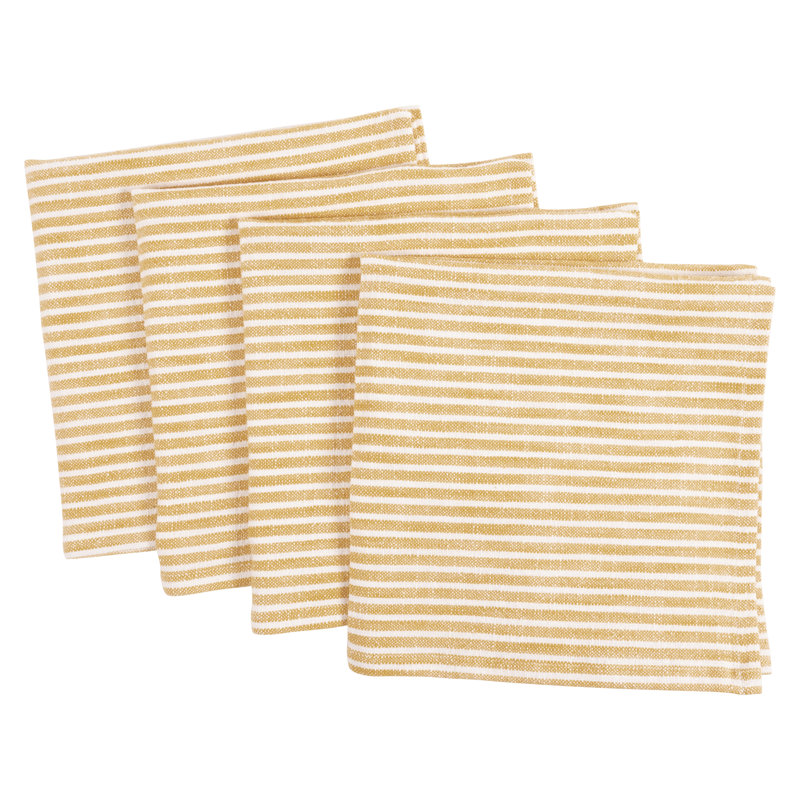 Valorie Cotton Striped Square Napkin, Yellow