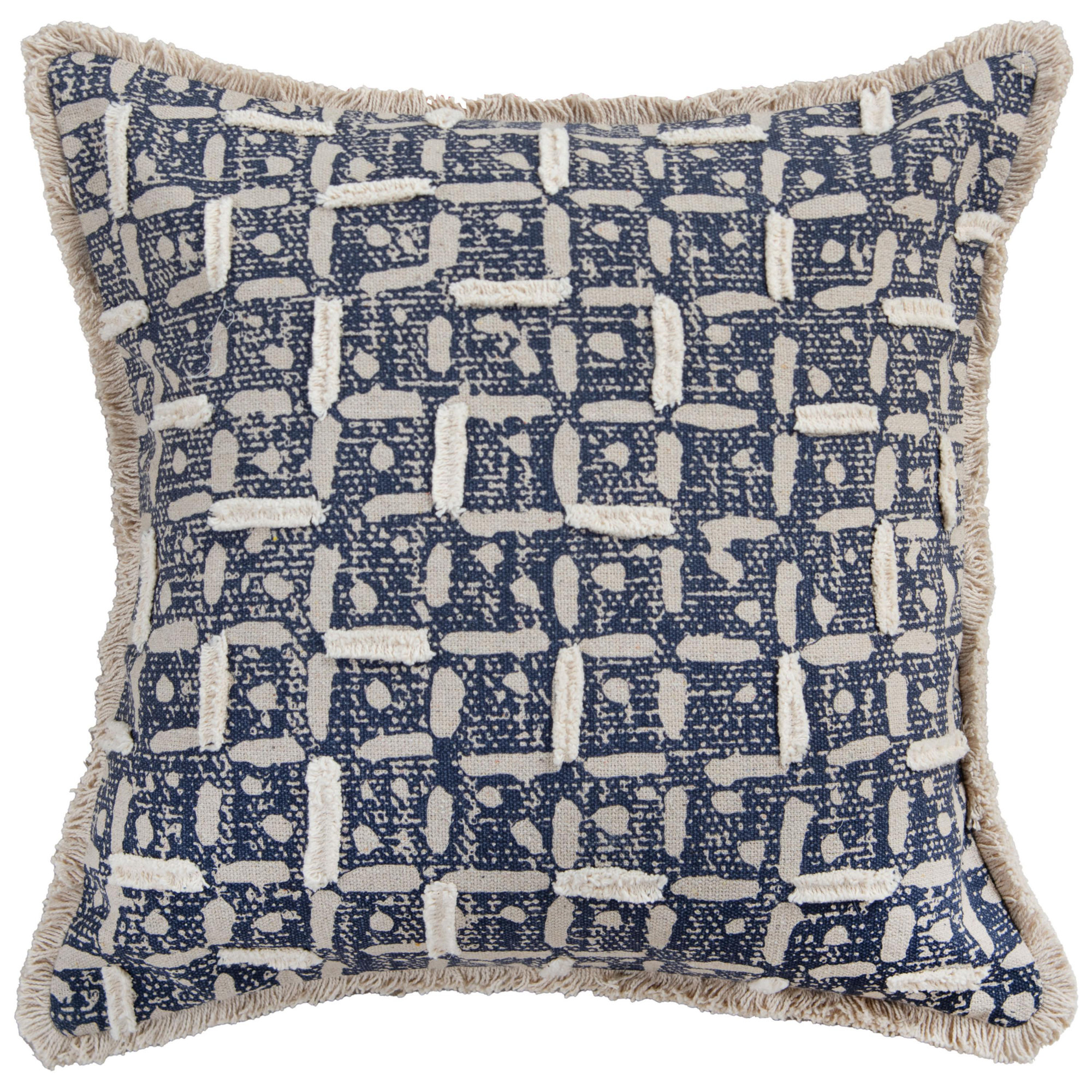 100% Recycled Cotton Canvas Throw Pillow, Down Blend, Blue/Natural
