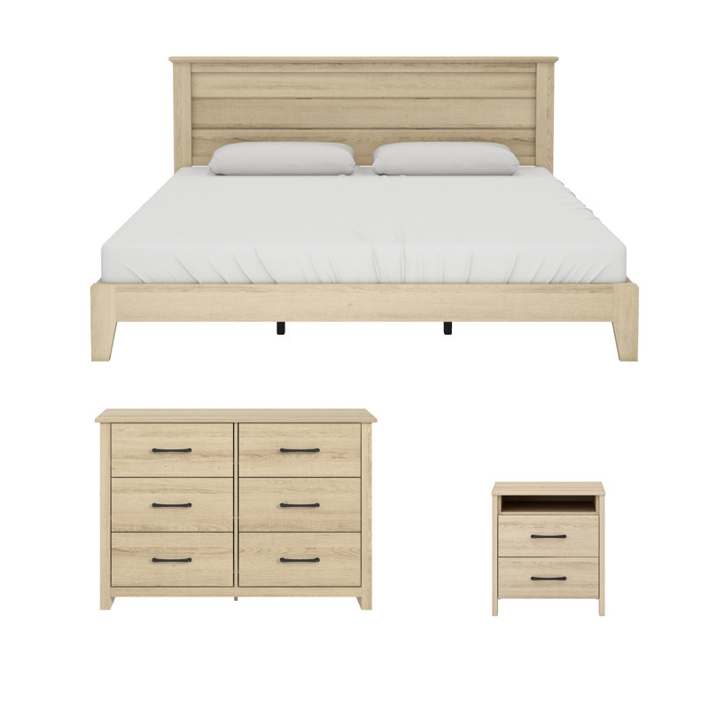 Laureen 3 Piece Bedroom Set, Oslo Oak