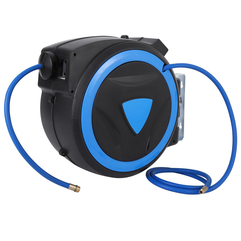 15 m Retractable Auto-Rewind Compressed Air Hose Reel – Wall Mountable, 180° Rotatable, 1/4" Connection for Air Compressor & Pneumatic Tools