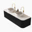 Meuble-lavabo mural flottant avec lavabos, armoire de rangement, tiroirs et lavabos en céramique, idéal pour l'organisation et le style de la salle de bain-1052657450-1052657449