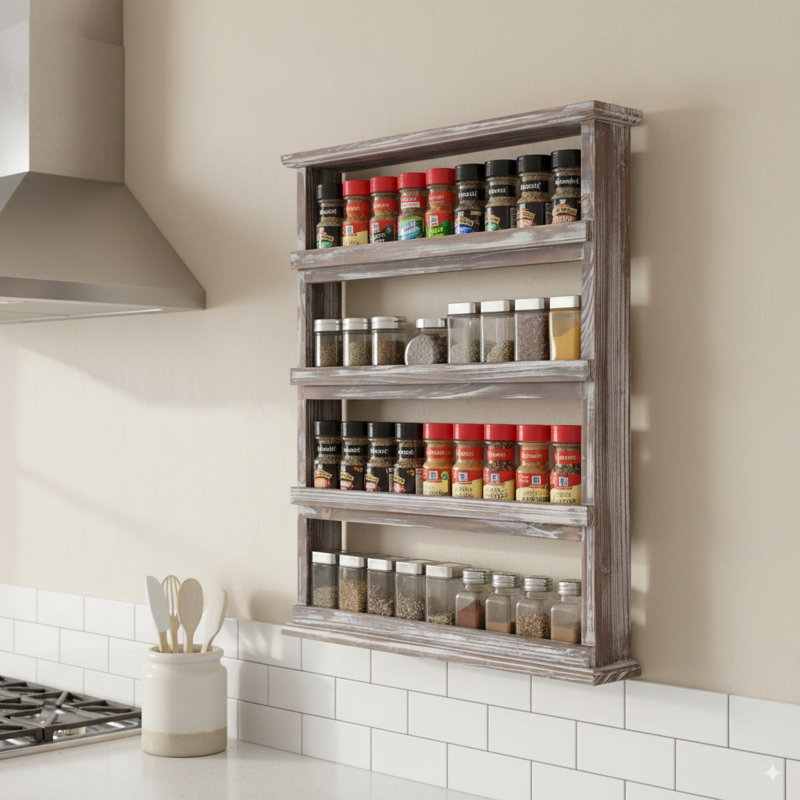 Wall Wood Spice Rack