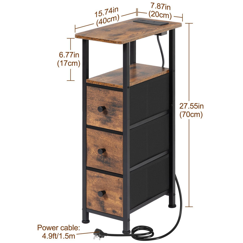 20cm W Metal Bedside Table