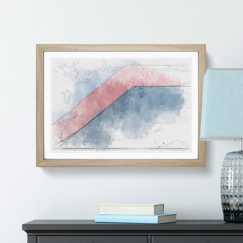 Heading Down in Abstract - Picture Frame Painting Print, 48cm H x 65cm W x 2cm D, Oak Framed