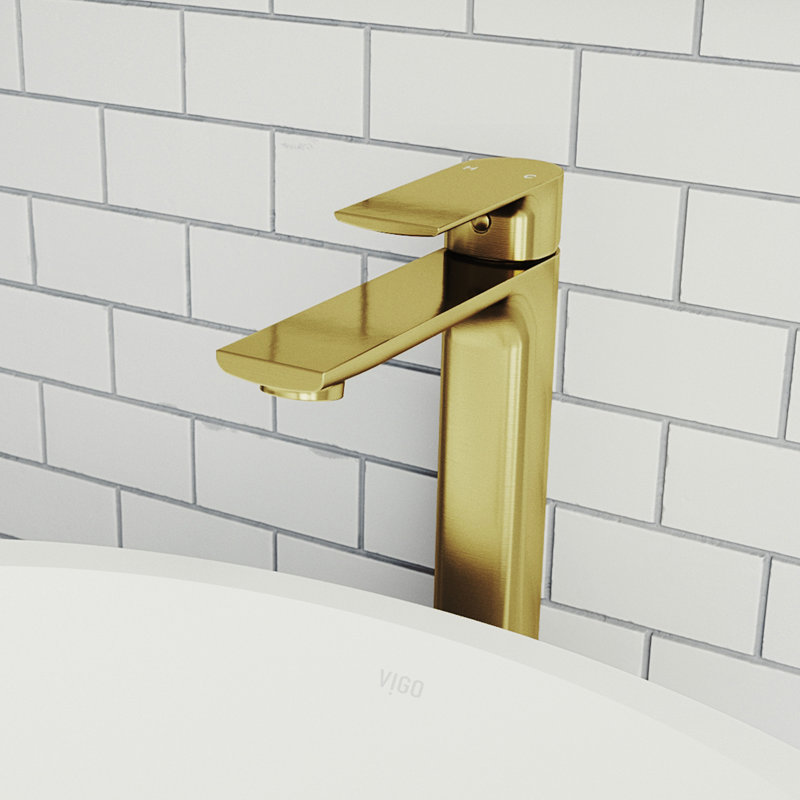 Norfolk 11" H Single Handle Vessel Sink Bathroom Faucet, Matte Gold