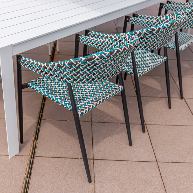 Tudor Stacking Patio Dining Armchair with Cushion, Aquamarine