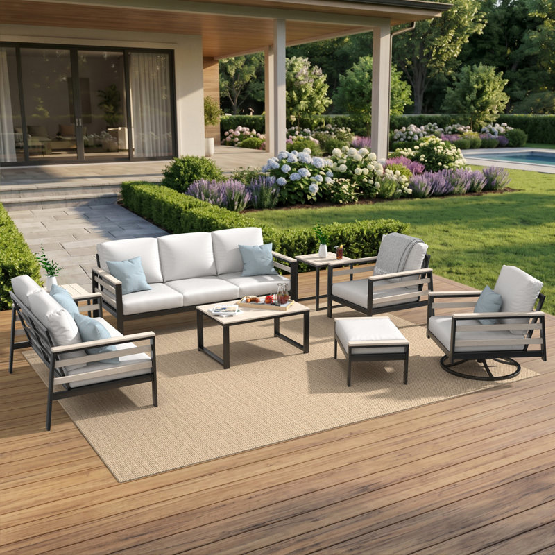 Ensemble de conversation avec coussins Sunbrella Townsend, Tissu naturel Sunbrella®
