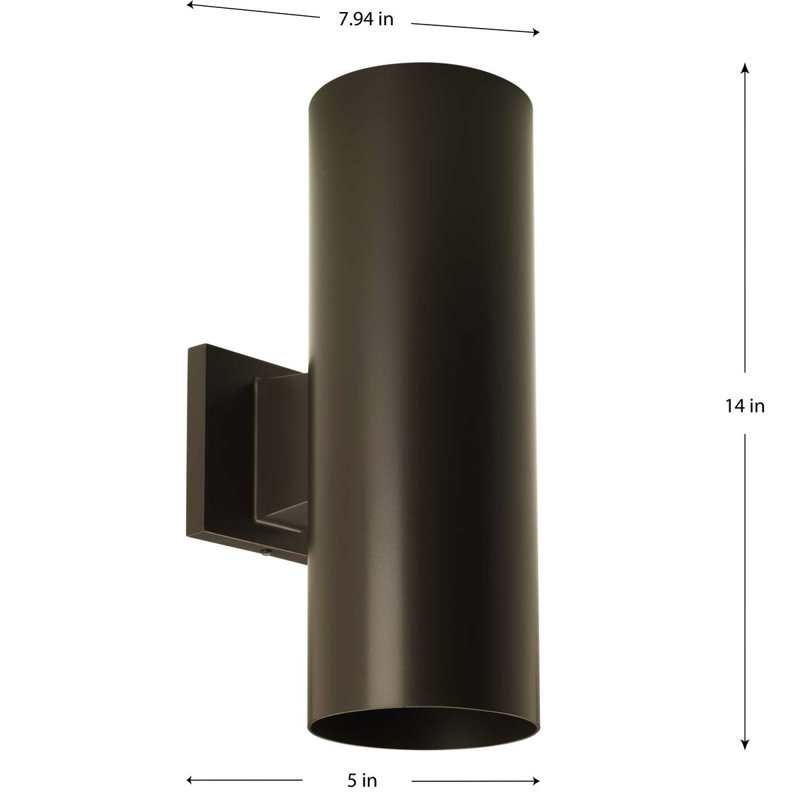 Éclairage cylindrique mural d'extérieur / vertical à 2 lumières de 5 pouces avec lentille supérieure Brioney, Bronze antique