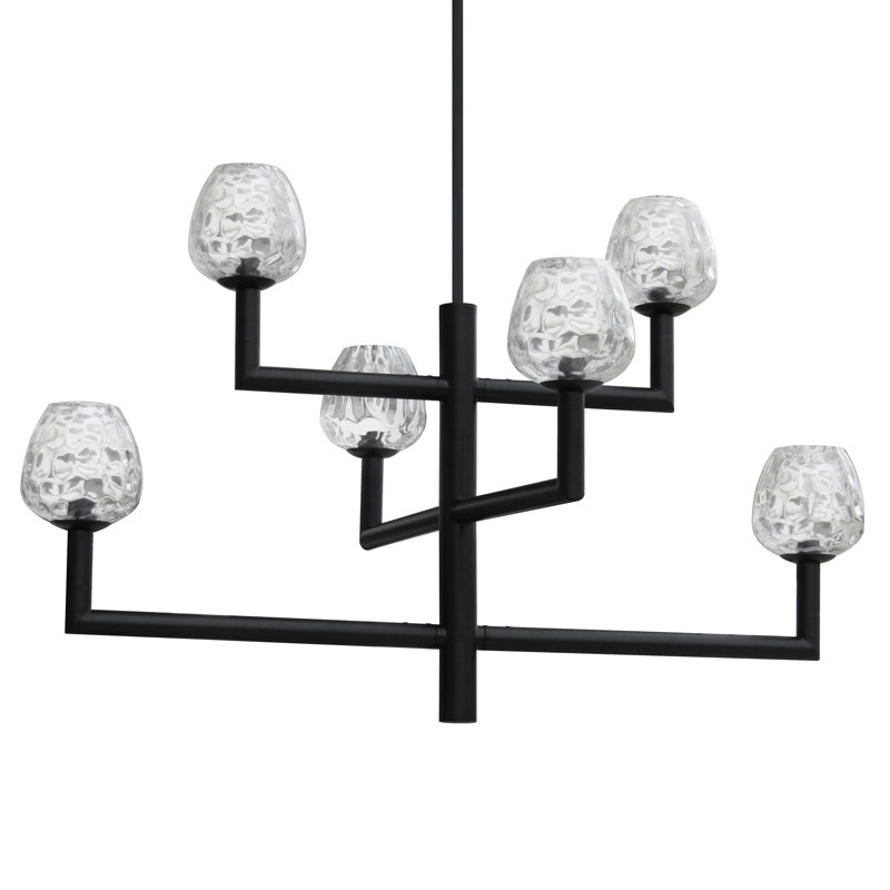 Lustre noir 6 lumières avec verre capitonné, Noir