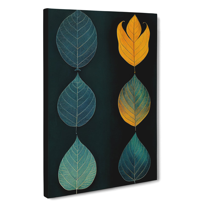 Art Deco Leaves No.4 - Wrapped Canvas, 60cm H x 40cm W x 3cm D