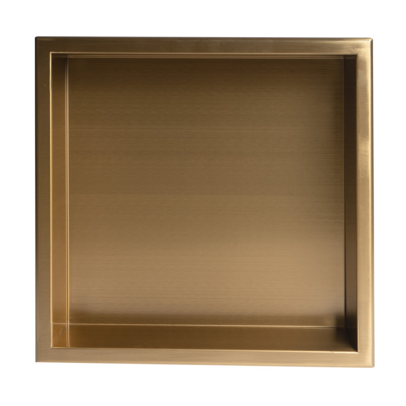 Stainless Steel Shower Niche, Brushed Gold, 12" H x 12" W x 4" D