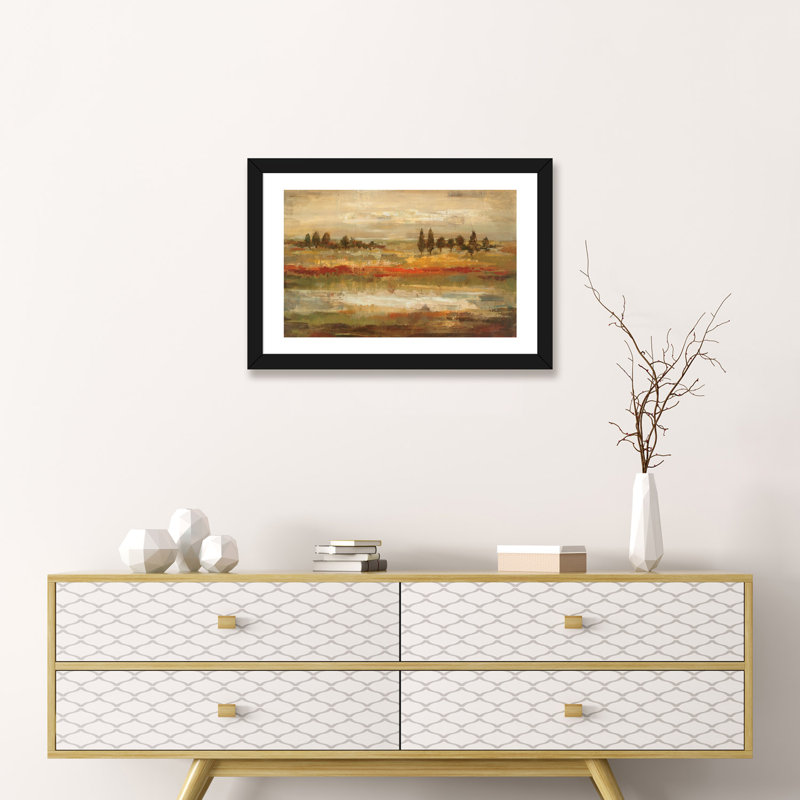 «Summer Fields» par Silvia Vassileva - reproduction d'art, Blanc / aubergine / banane / brun clair / rouge br