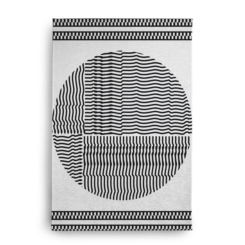 Tapis intérieur / extérieur en chenille tissé à la machine en noir, Rectangle 2 pi x 3 pi