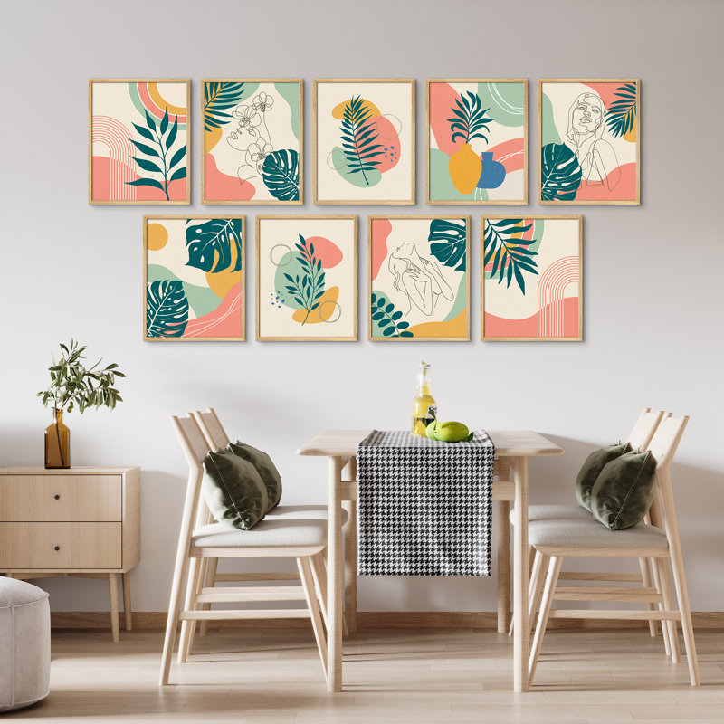 "Modern Tropical Monstera Palm Leaves, Naturel, H 16 po x l 12 po