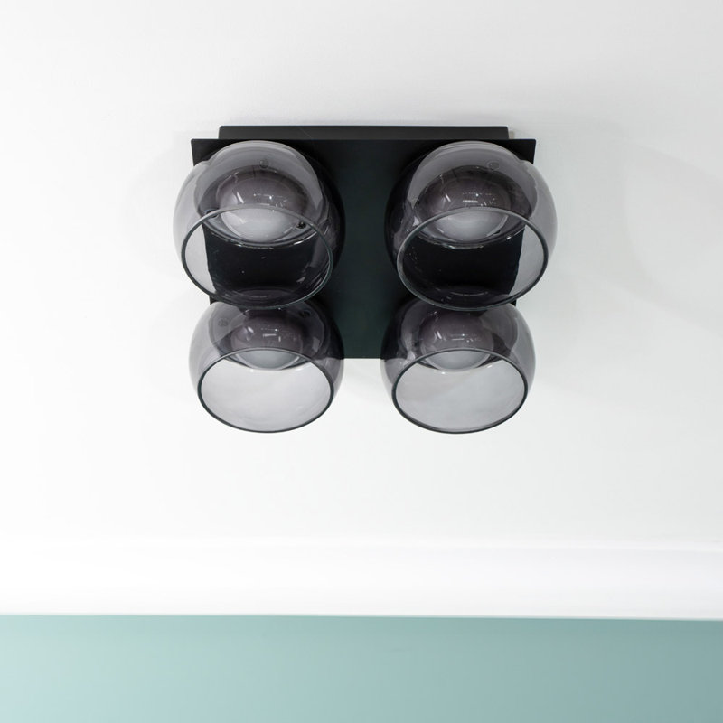 Adelyna Glass LED Flush Mount, Smoked, Matte Black
