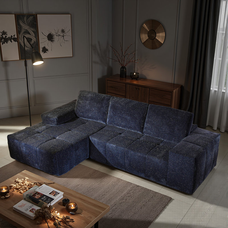 Canapé modulaire surdimensionné sans arête de 114,57 po Seren Boneless, Bleu, Orienté à gauche (vu de face)