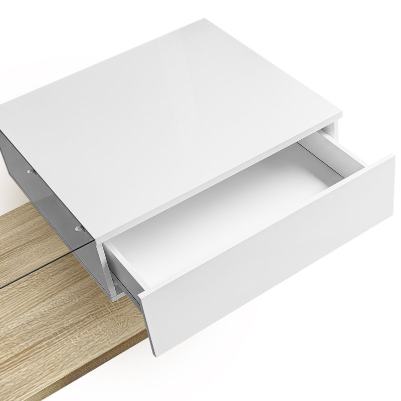 Coffee Table With 1 Drawer And Led, White, Brown