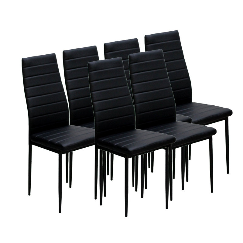 Ailigael 17.3'' H Faux Leather Upholstered Metal Side Chair, Black, 6