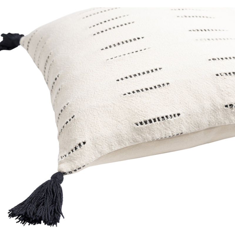 Eden Tassels Cotton Throw Pillow, Poly Fill, 20" x 20"