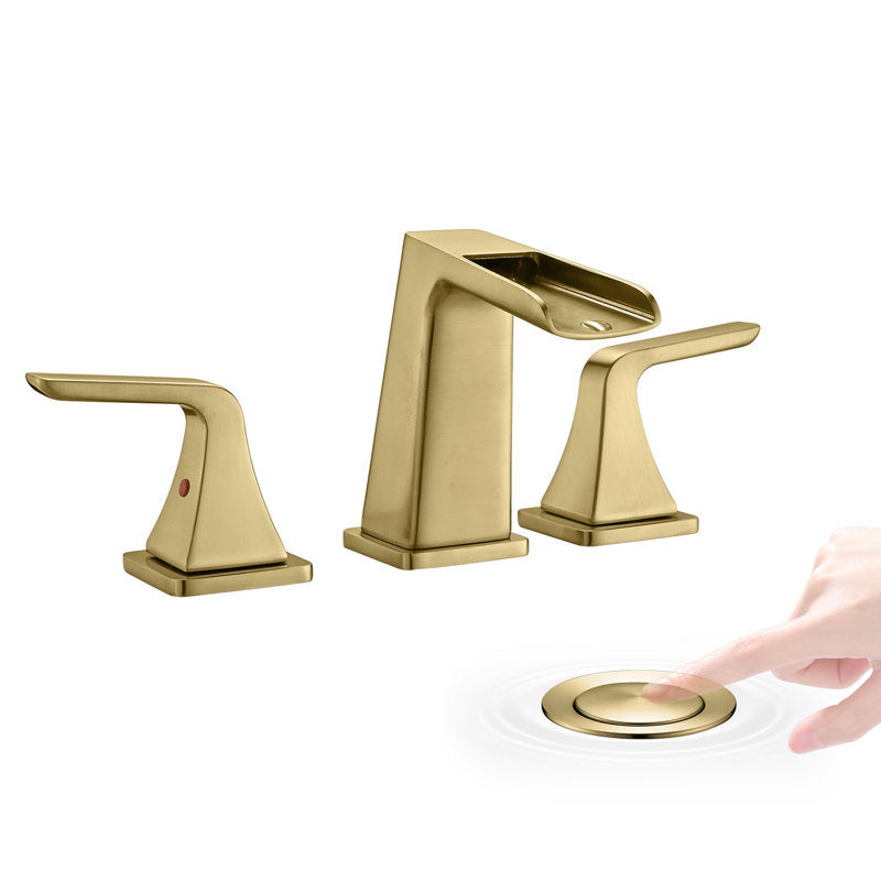 Robinet de lavabo pour salle de bain à 2 poignées cascade avec bonde escamotable Gold