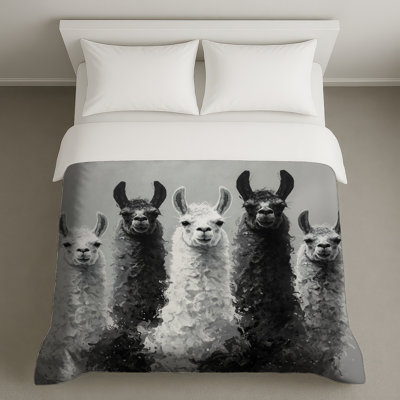 Housses de couette lamas noires et blanches