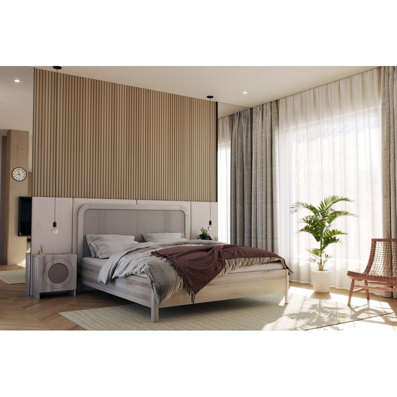 Shawny Bed, Bleached Oil, European Kingsize (160 x 200cm)