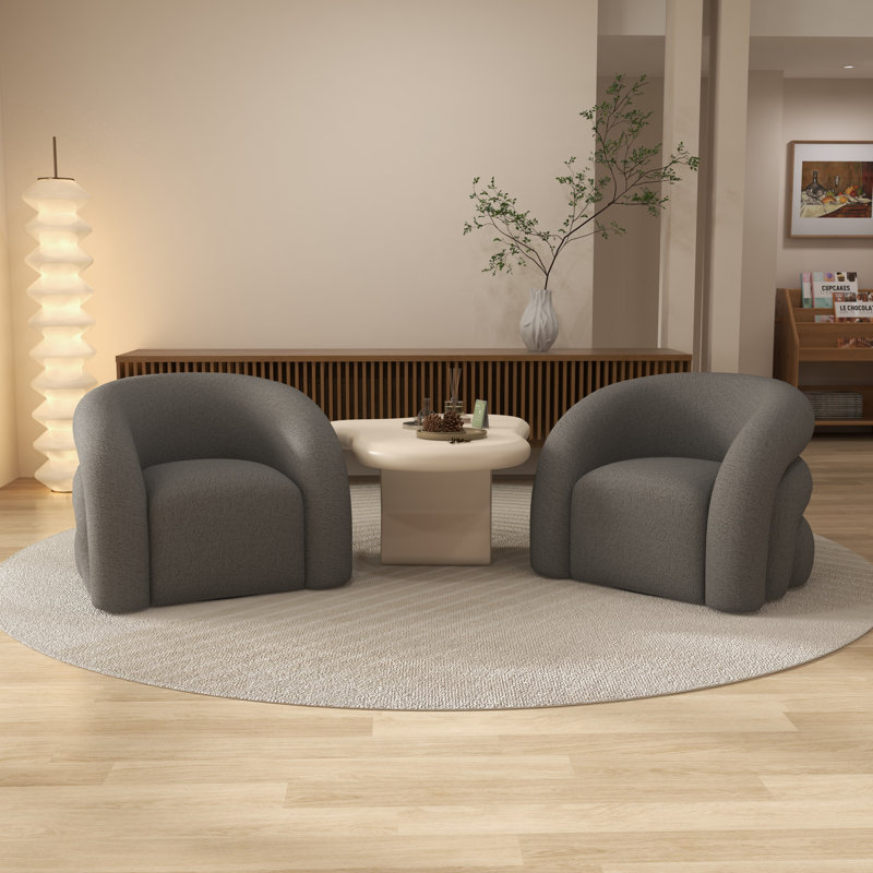 Fauteuil demi-tonneau rembourré et pivotant, Gris