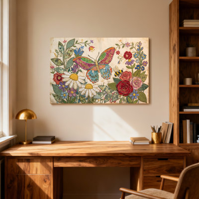 Animaux, papillon, fleurs, abeille, impression d'art